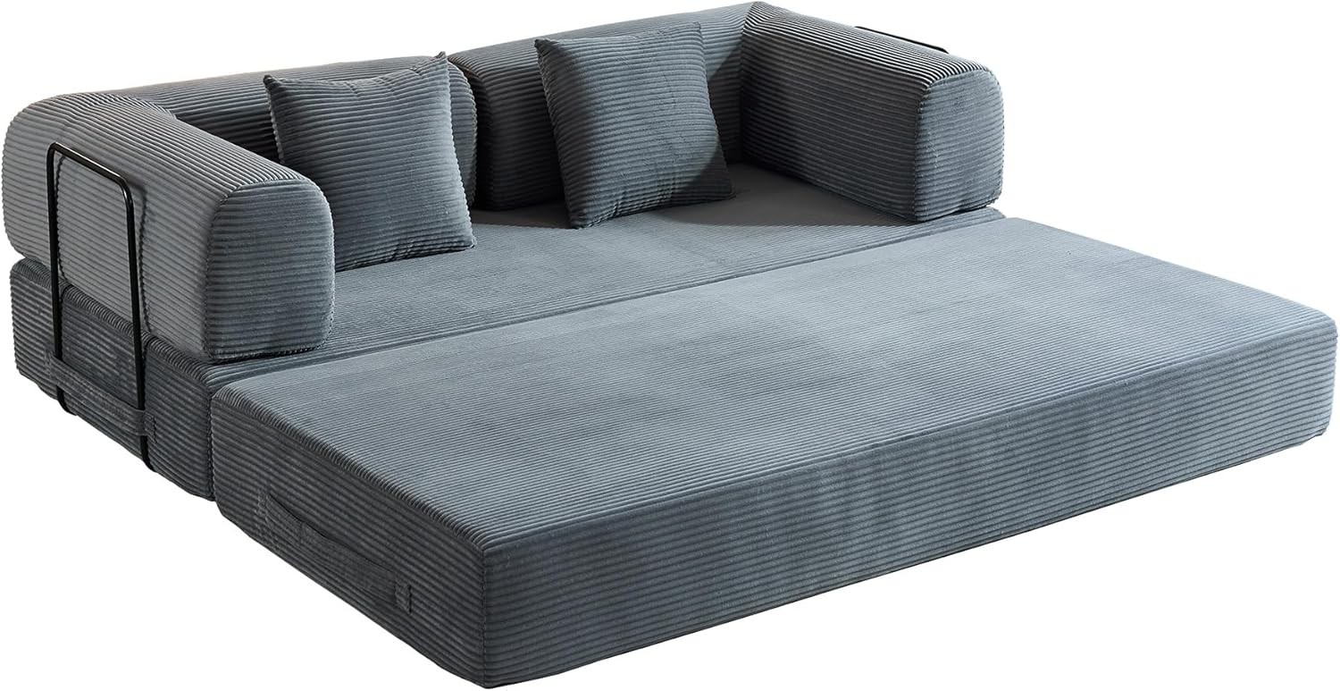 77.9" Convertible Floor Bed Folding Couch with Back Support Fixed-Shape Frame
