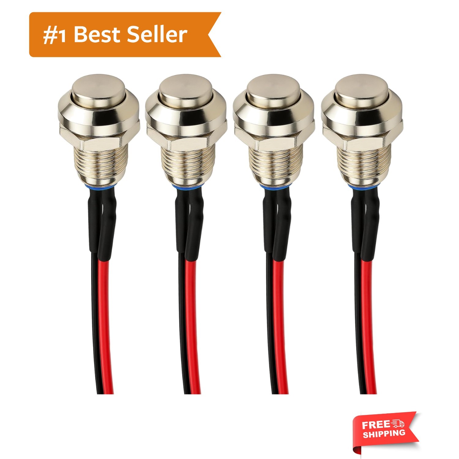 4pcs Metal Momentary Push Button Switch Waterproof Silver Point 8mm Mini Micr...