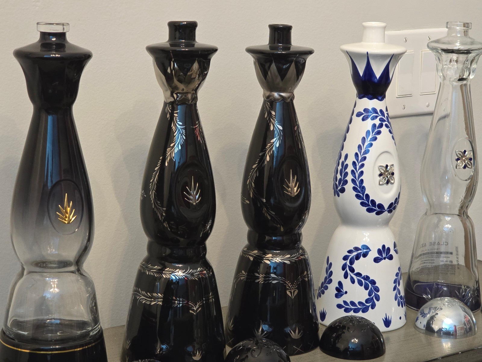 CLASE AZUL EMPTY TEQUILA BOTTLE COLLECTION (5 bottles) with 2 Ultra Extra Añejo