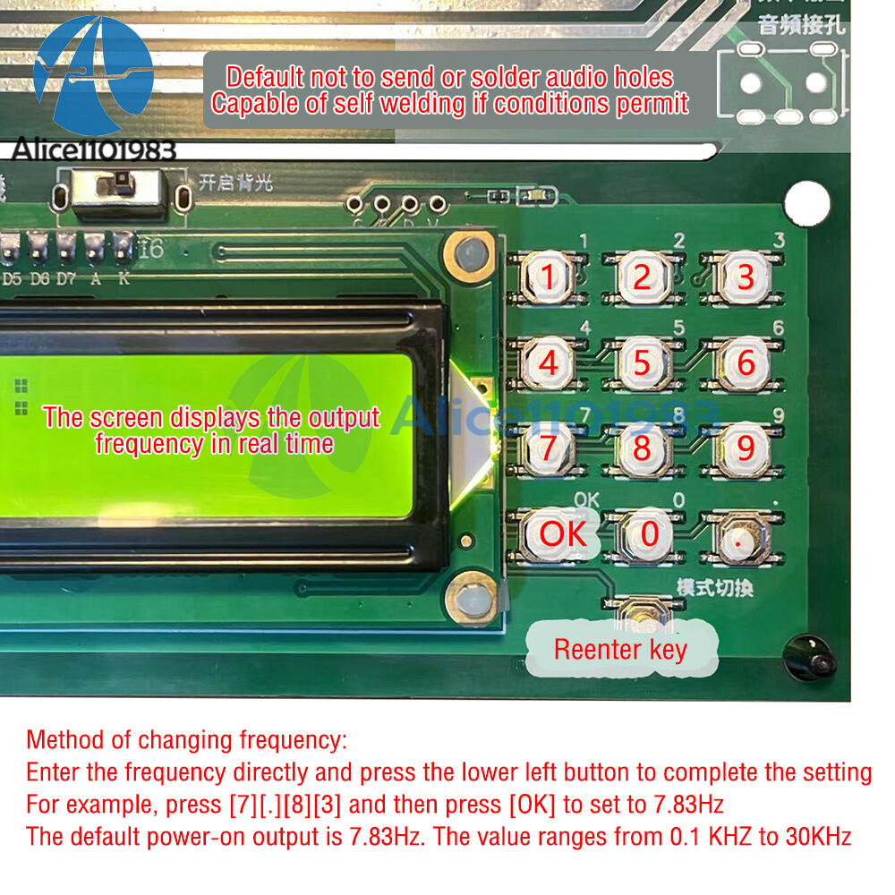 Schumann Wave Generator Pulse Sine Frequency 7.83Hz Adjustable 0.01Hz~30000Hz