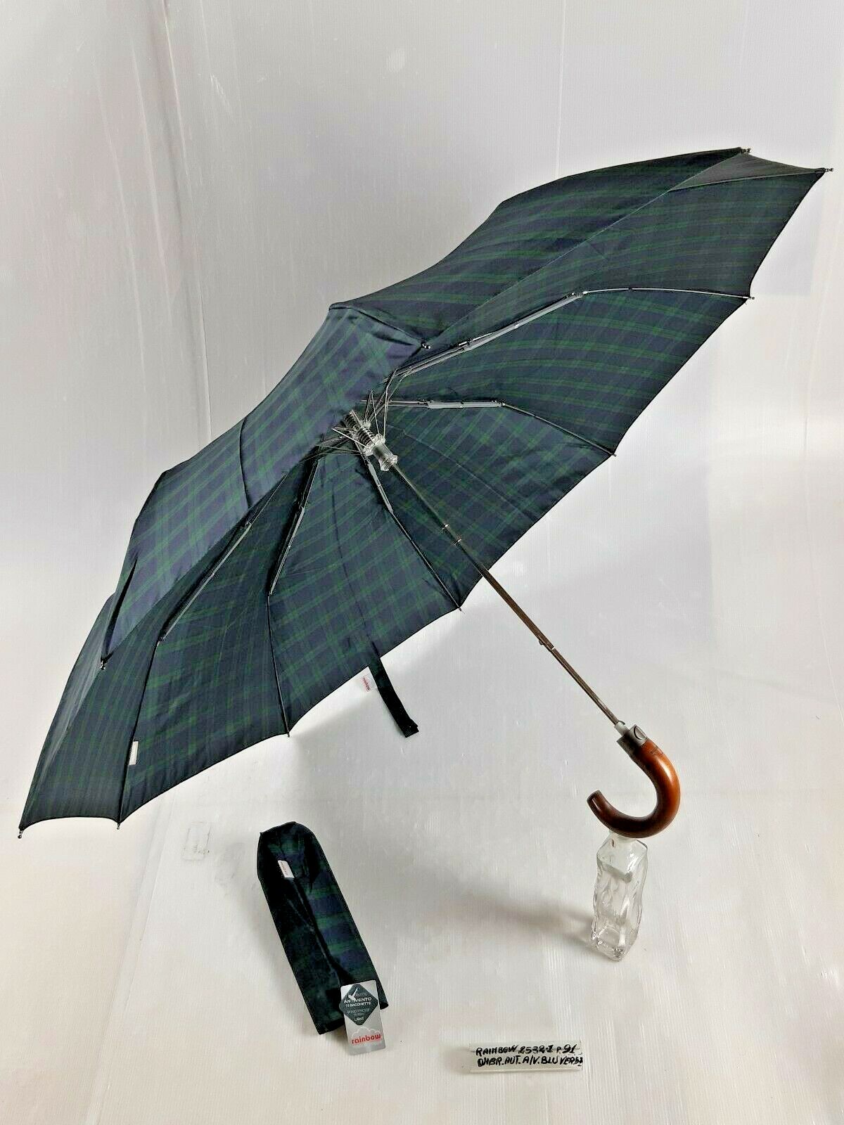 Unisex Mini Umbrella - Automatic - 10 Sticks - Blue/Green - 2532-1 - Rainbow