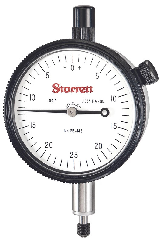 25-145J  Starrett Dial Indicator 0-.125" Range, 0-25-0 Balanced Dial