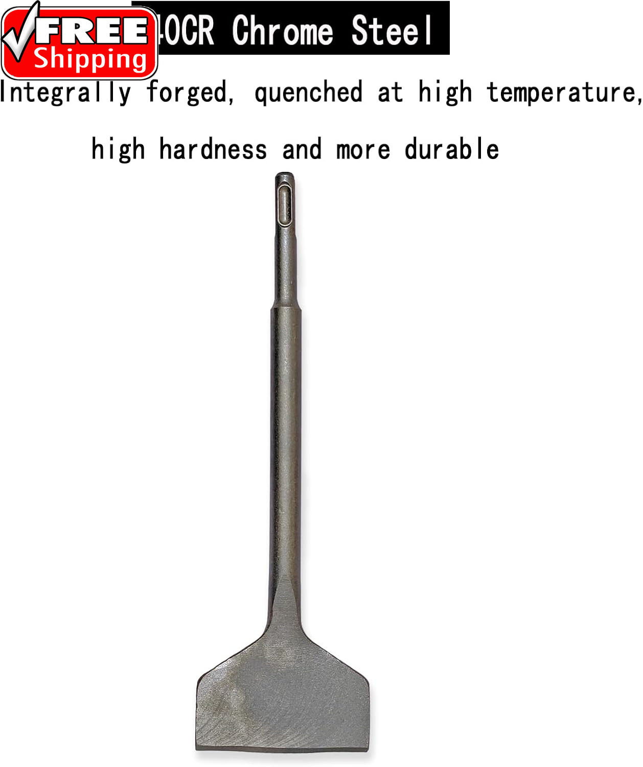 SDS plus Chisel, Tile Removal Tool, 3”Wide,Thin Set Removal Tool, Suitable for D