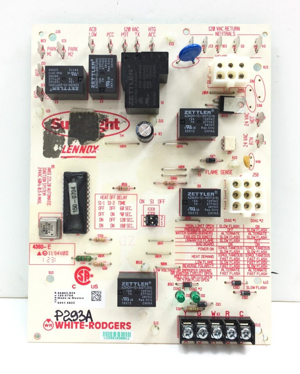 White Rodgers 50A62-820 150-0704 Control Circuit Board used #P293A