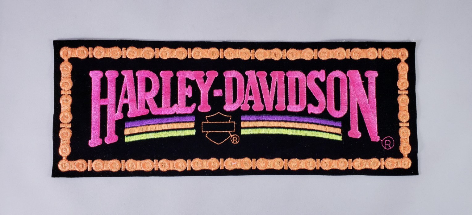NOS Harley Davidson Motorcycles Large Neon Felt Iron On Patch
