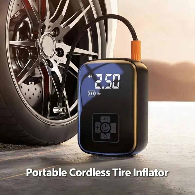 Portable Digital Air Compressor  Smart Rechargeable Tyre Inflator with LED Light