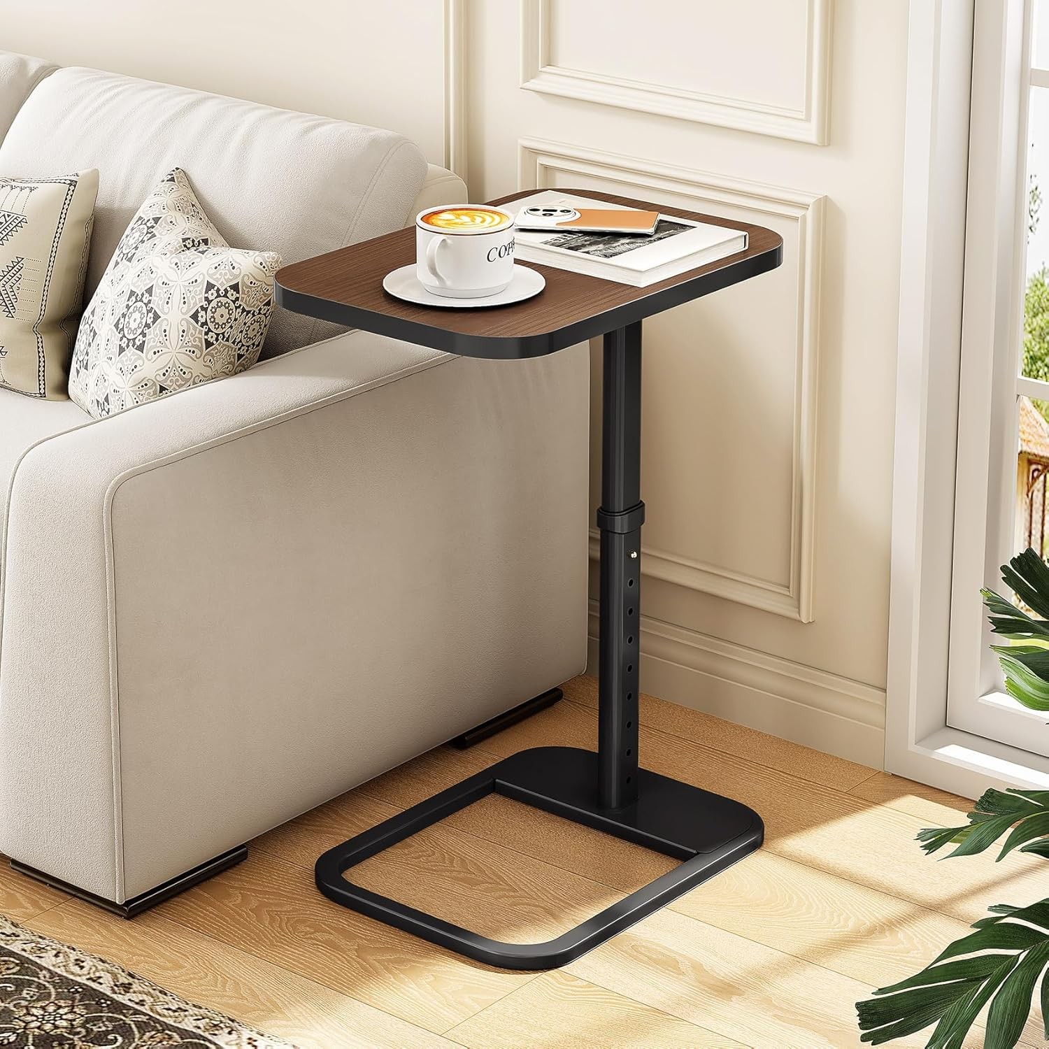 TV Tray Table Adjustable Height & Rounded Metal Corners Snack Table Couch Sofa