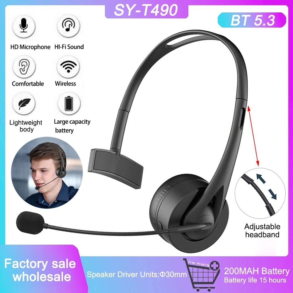 Trucker Headset Bluetooth 5.1 Wireless With Noise Cancelling Mic For Phones PC