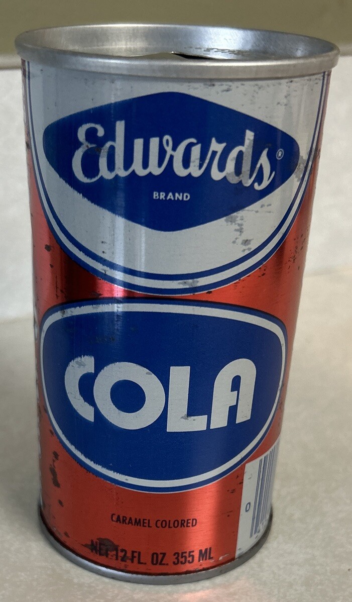 Vintage Edwards Brand Cola 12 Oz. 355ml. Steel Empty Soda Can
