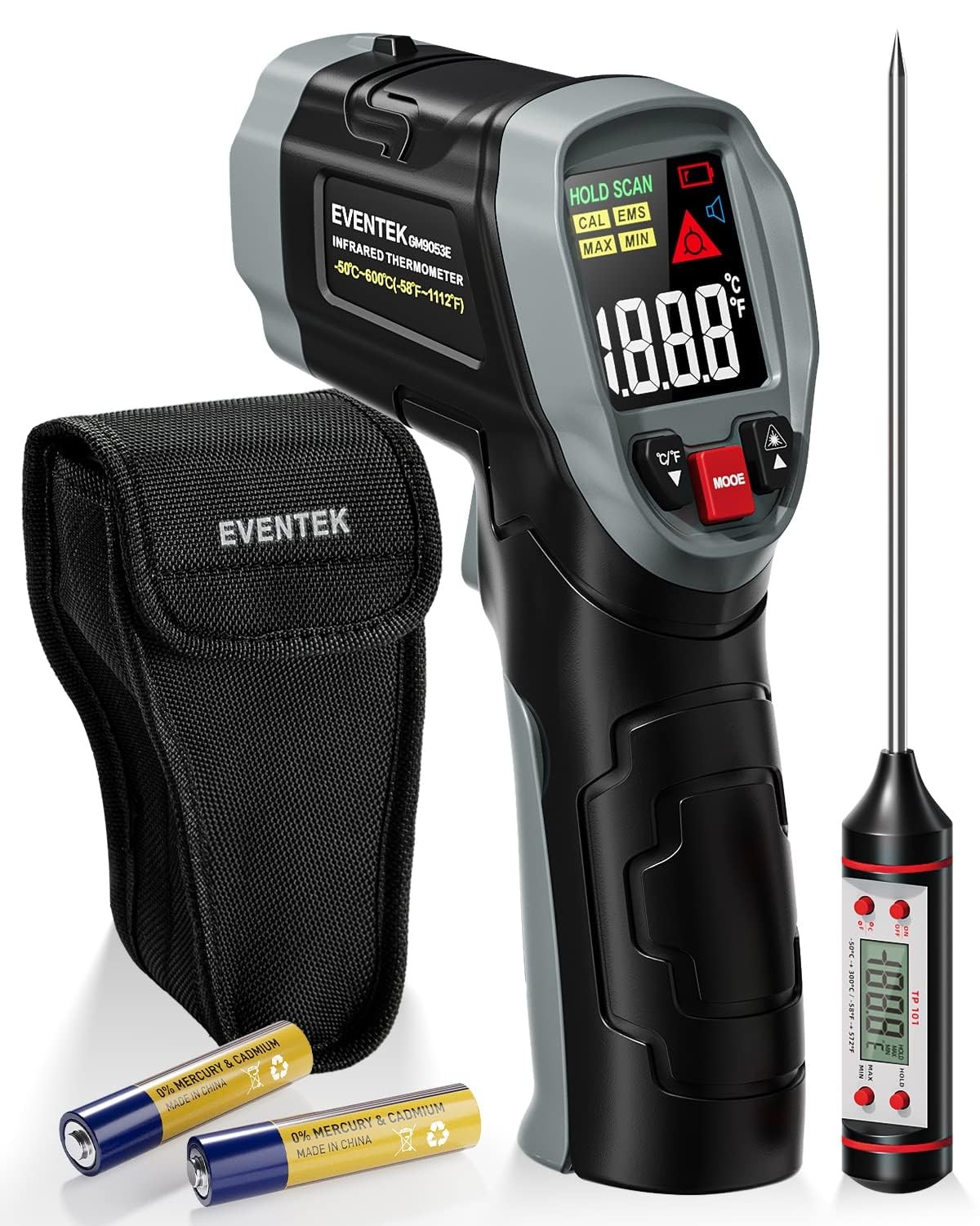 Infrared Thermometer Gun, [3 in 1] -58°F~1112°F (-50°C~600°C) Digital Laser T...