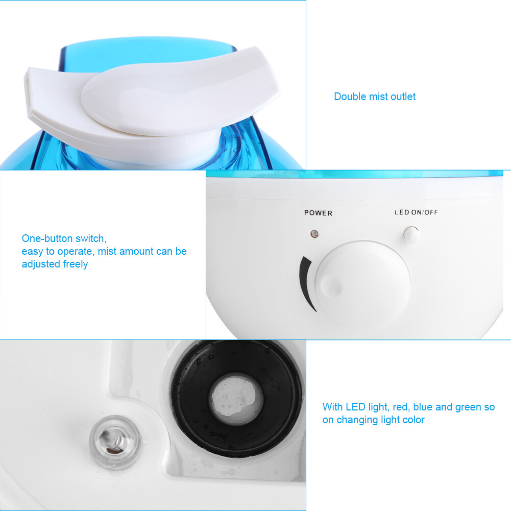 4L Ultrasonic Humidifier Diffuser LED Light Home Mist Maker Air Purifier