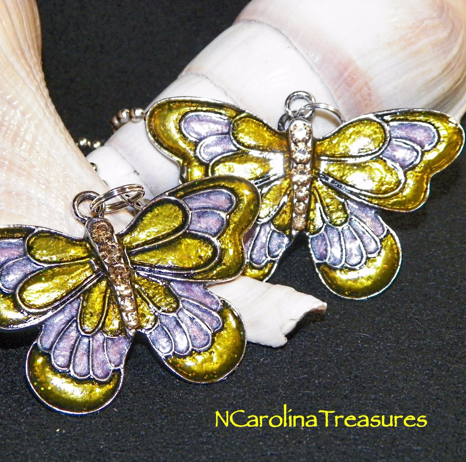 BUTTERFLIES BUTTERFLY SILVER GOLD PURPLE CEILING FAN LIGHT SWITCH PULL LARGE PR