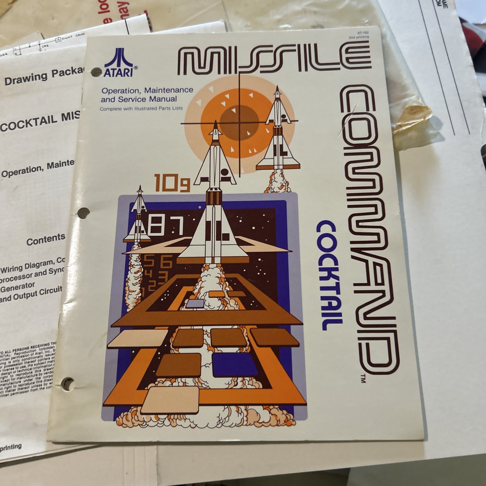 original Factory arcade video game manual Missile Command Cocktail Table Set
