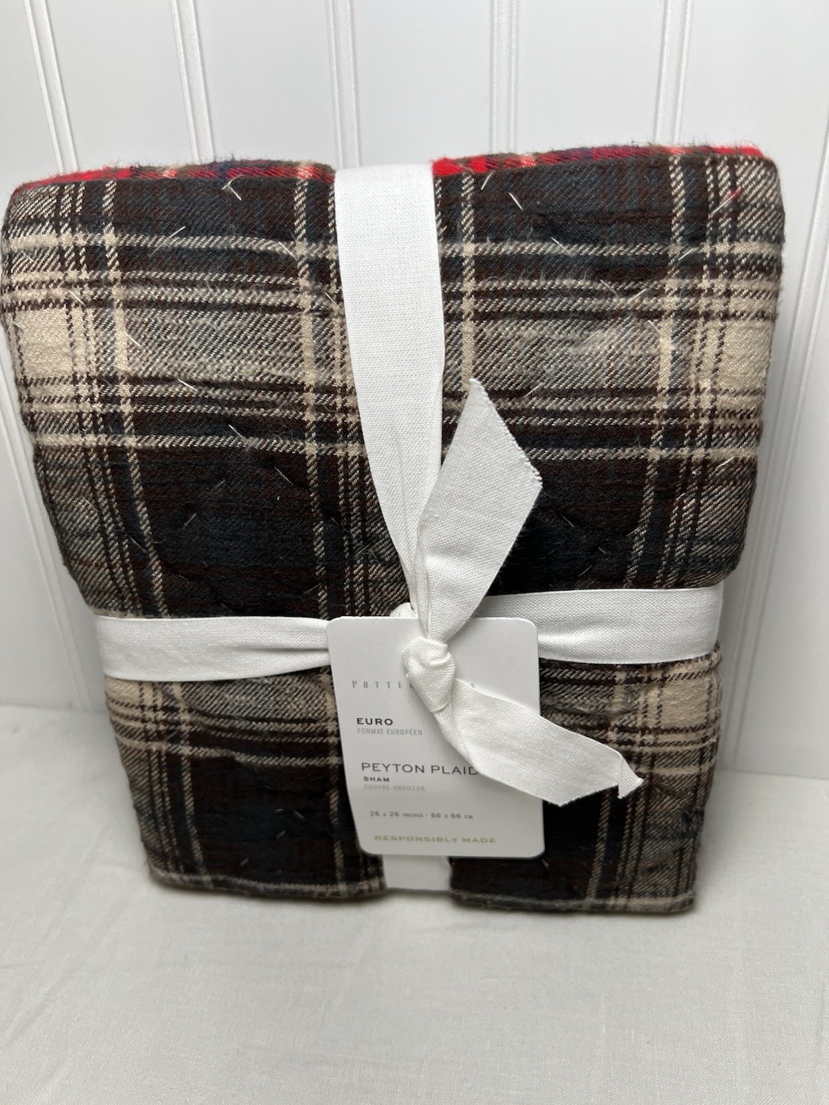 Pottery Barn Peyton Plaid FLANNEL Euro Sham NEW