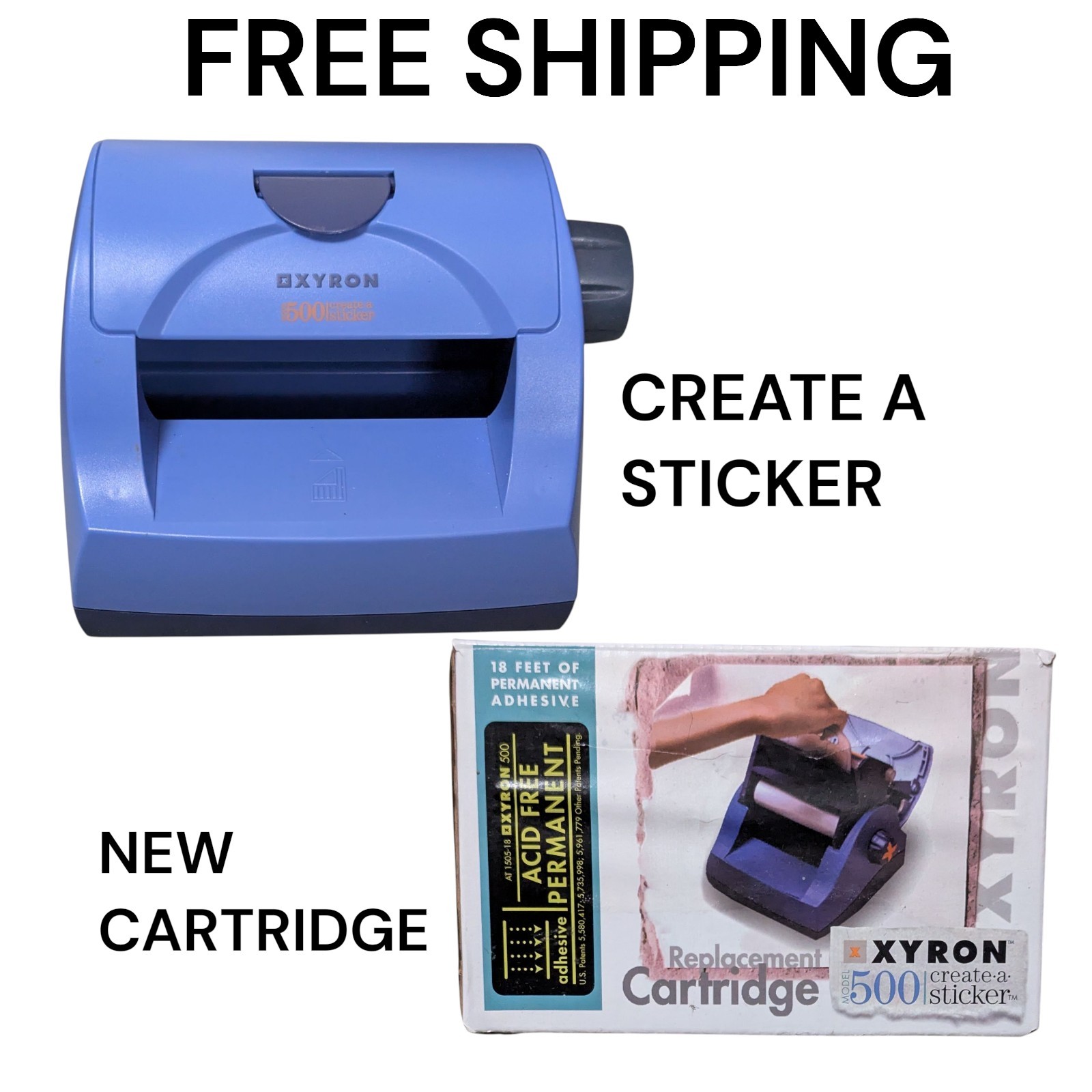 Xyron 500 Create-a-Sticker 5" Sticker Maker Laminating Machine W/NEW Refill