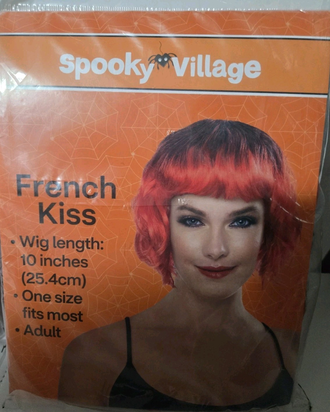Spooky Village French Kiss Red Wigs 10" Short Halloween Red & Black Wig