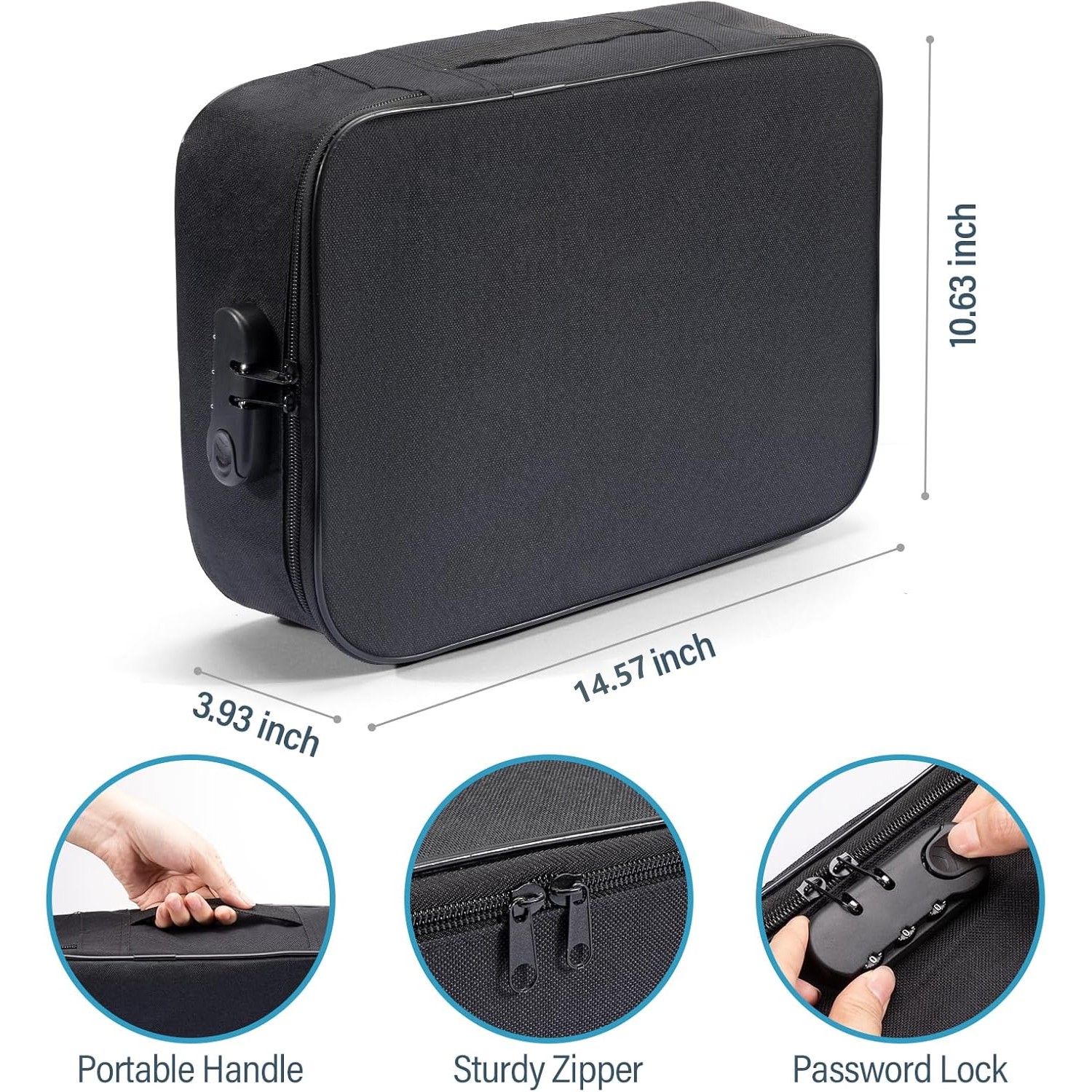 Fire Proof Waterproof Document Box with Lock File Storage Organizer Box Safe Bag