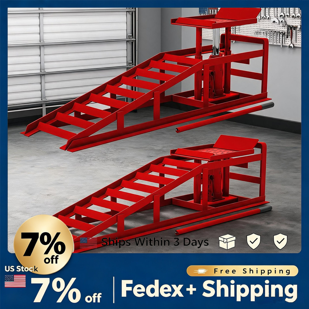 2 Pack 5T 11000LB Hydraulic Car Ramps Heavy Duty Steel for Oil Change Garage