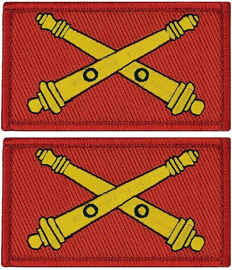 Army Field Artillery Branch Crossed Cannons Patch |2PC HOOK BACK  3.5"x2"