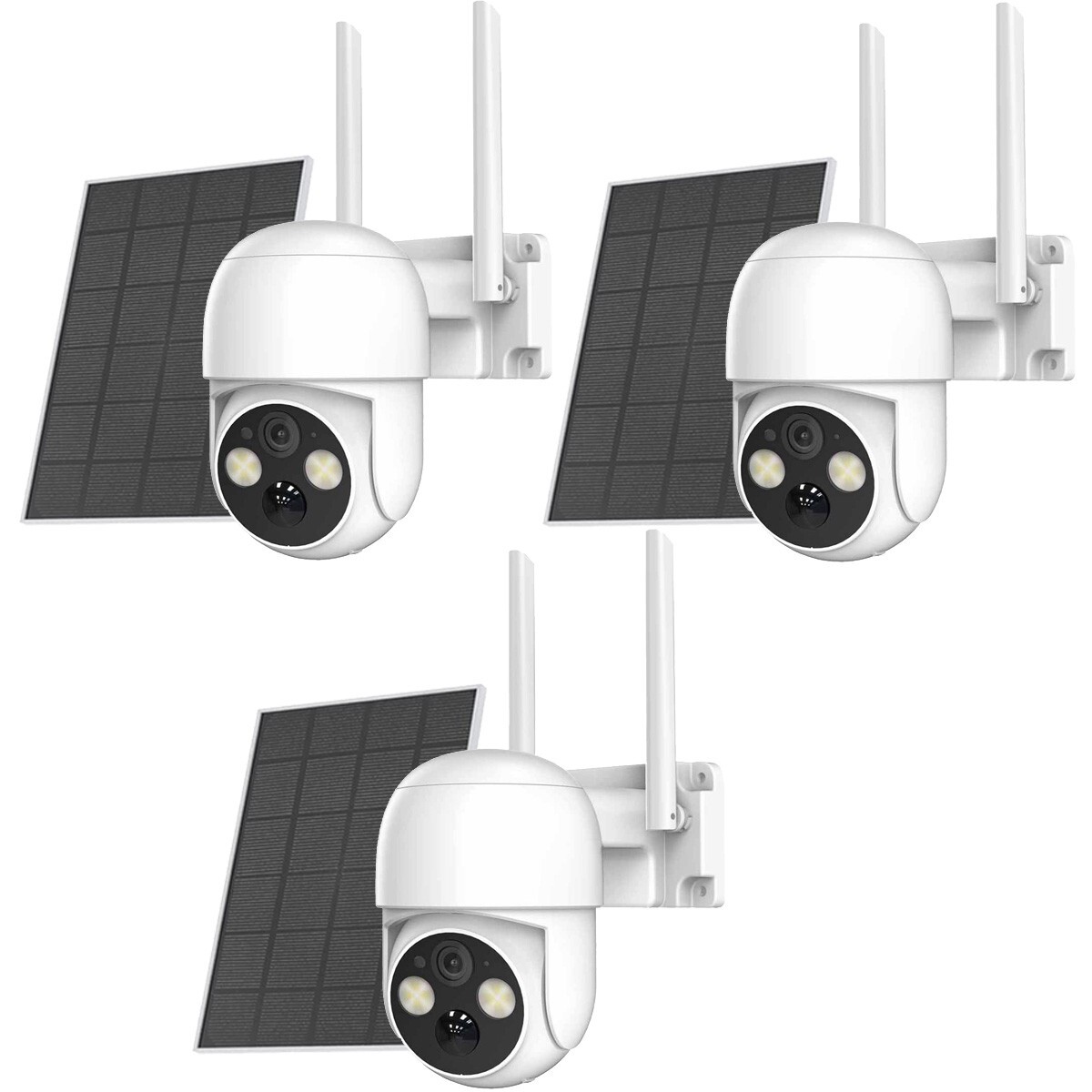 3PK 4MP Solar Battery Powered Wireless Security Camera System 360° Solar Panel