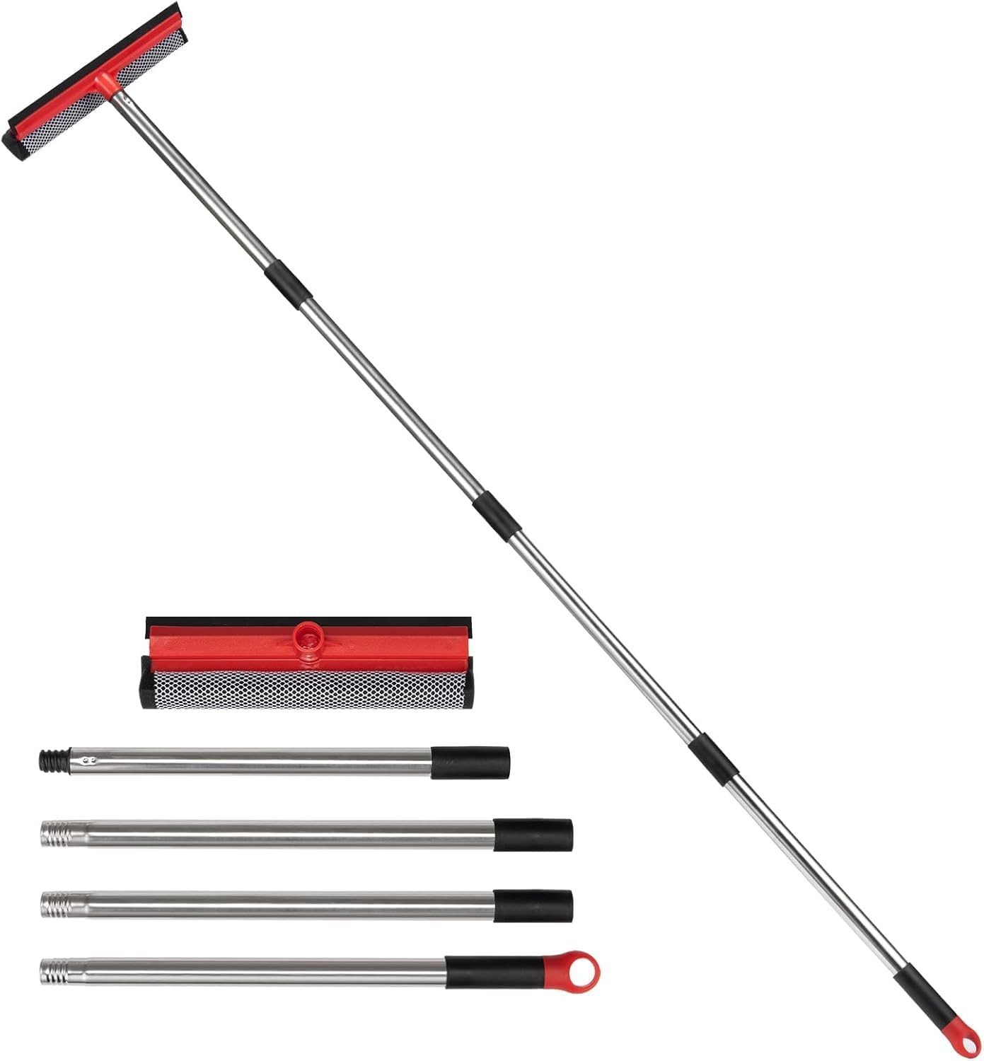Window Squeegee with 59" Extension Poles, 10" Window Cleaner Tool, Window Was...