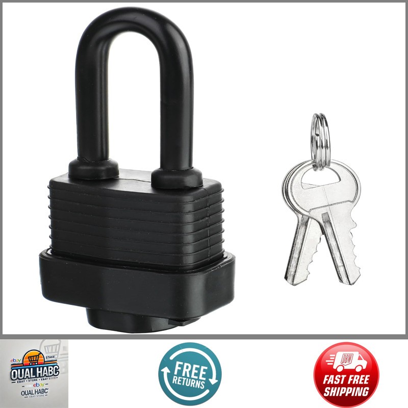 Waterproof Heavy Duty Laminated Steel Padlock with Keys Outdoor Indoor 1 Pack
