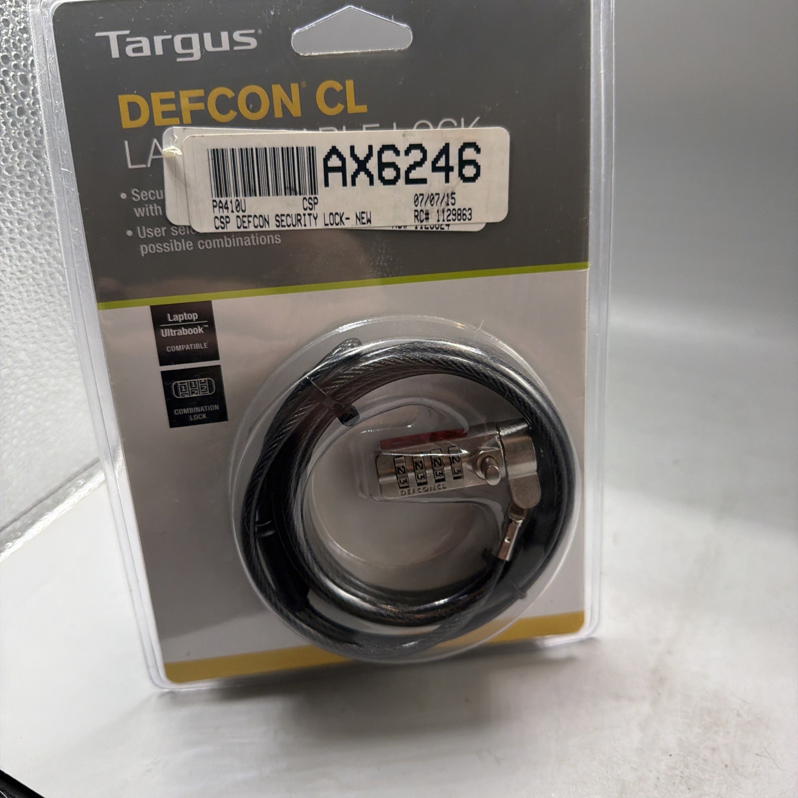 Targus Defcon CL Laptop Combination Cable Lock PA410U NEW In Box !!!