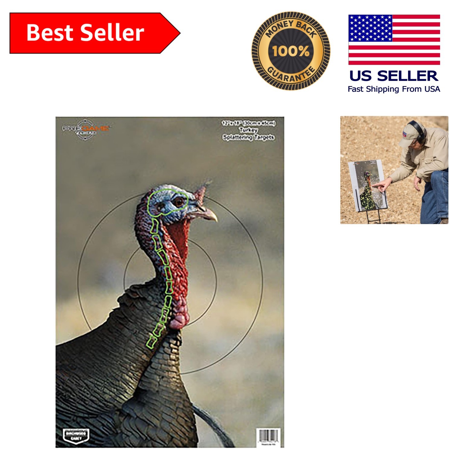 Pregame 12" x 18" Full-Color Turkey Shooting Targets - 8-Pack for Rifle Practice