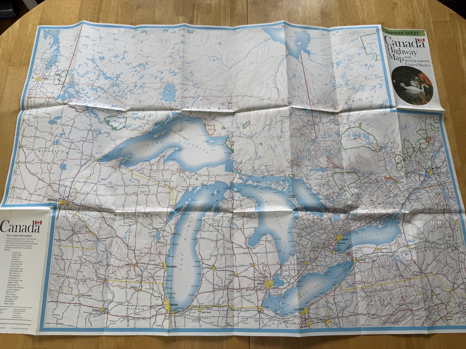 Vintage 1973 Canada Highway Map Northeastern USA Eastern Sheet Folded Brochure