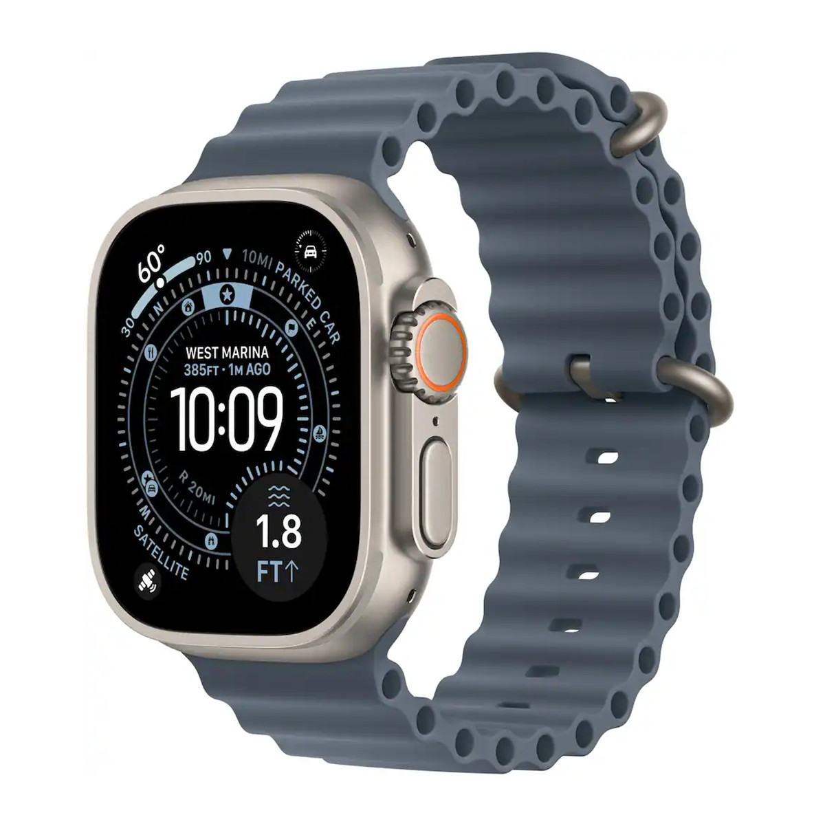 Apple Watch Ultra 3 49mm Cell Natural Titanium Anchor Blue Ocean Band MEWH4LW/A