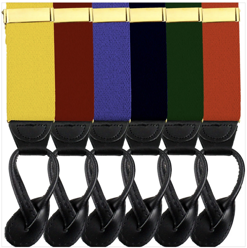 GENUINE U.S. ARMY SUSPENDERS: Multiple Colors - LEATHER ENDS