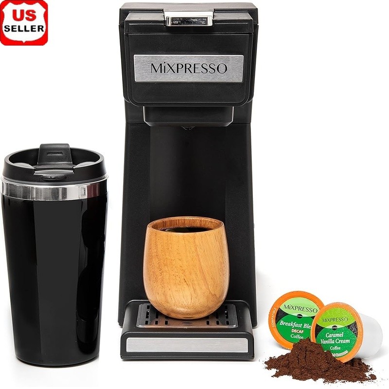 2 in 1 Single Serve Coffee Maker Brewer K Cup Compatible Travel Mug 14oz New