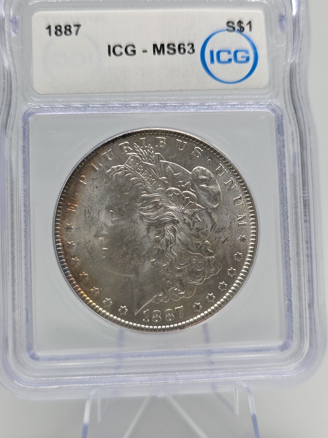1887 Morgan Silver Dollar MS63 ICG NICE TONING