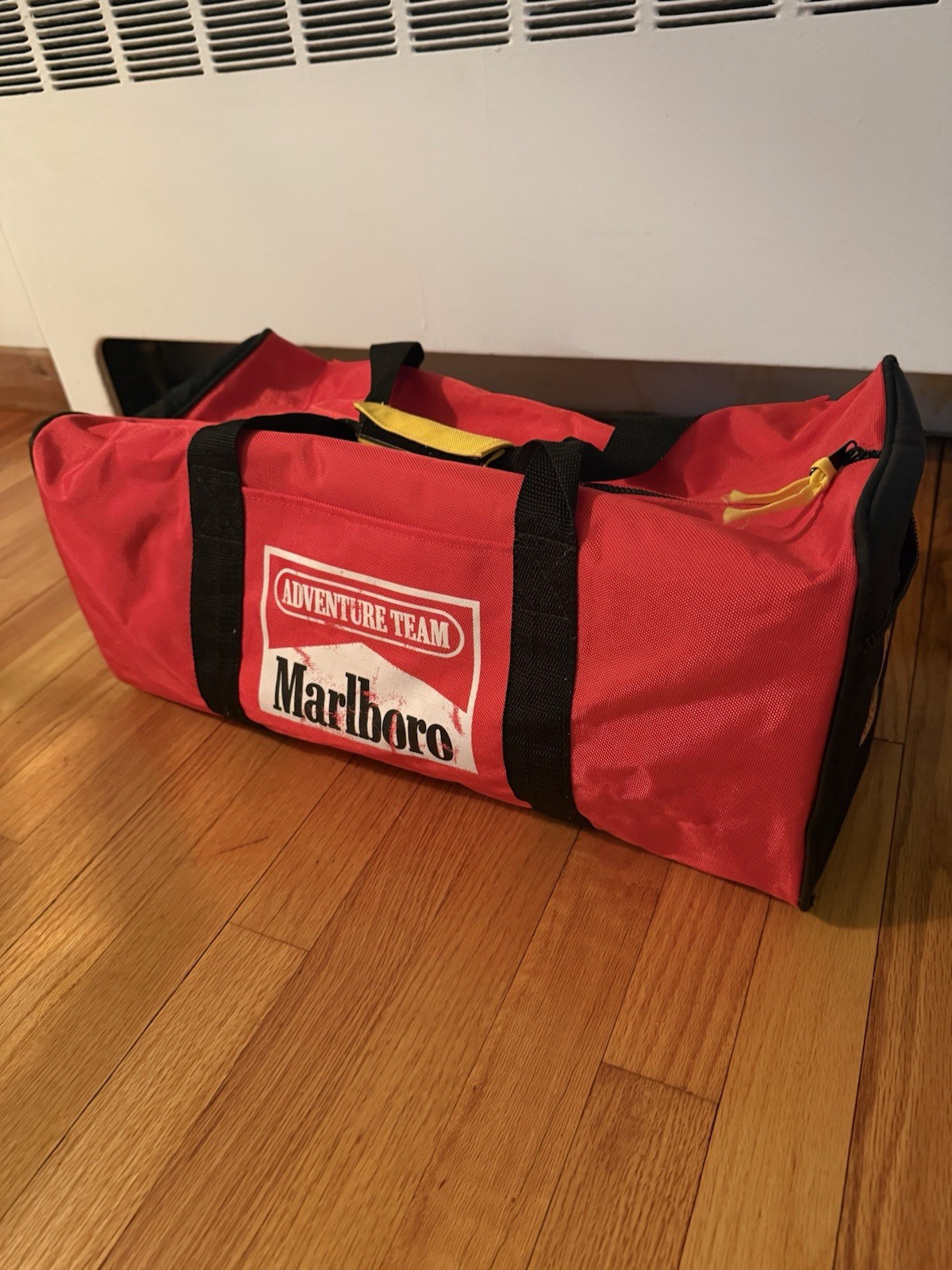 Vintage 90s Red Marlboro Adventure Team Duffel Bag Luggage