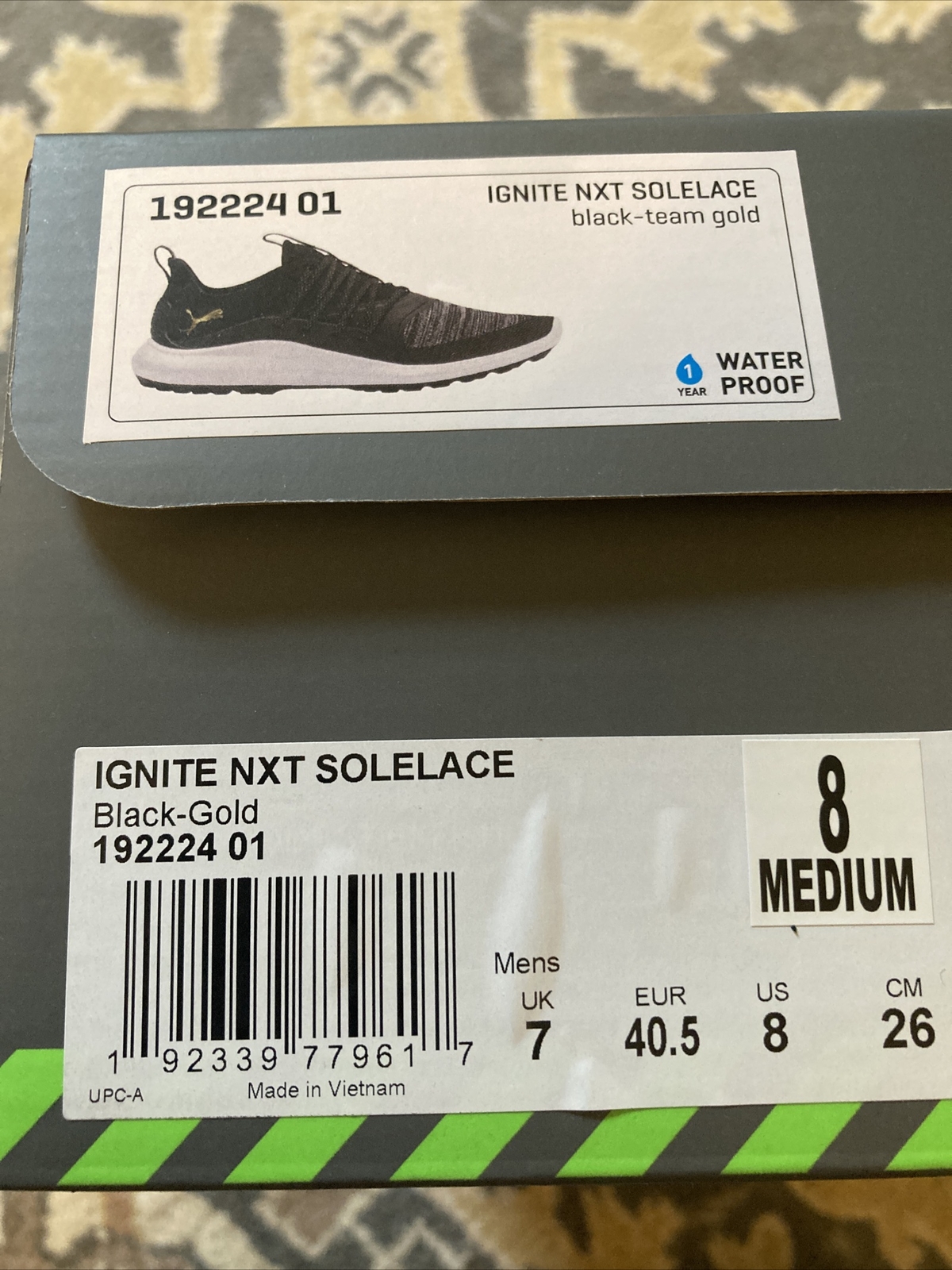 PUMA IGNITE NXT SOLELACE Spikeless Golf Shoes 8 M Black Gold New In Box