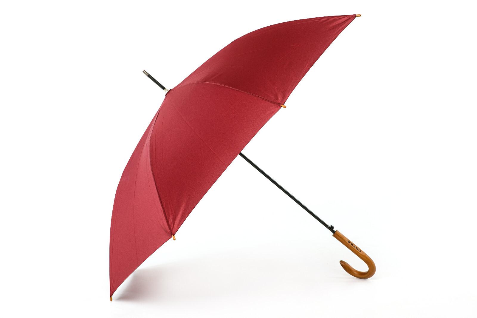 Real Wood Handle Classic Auto Open Stick Umbrella Burgundy