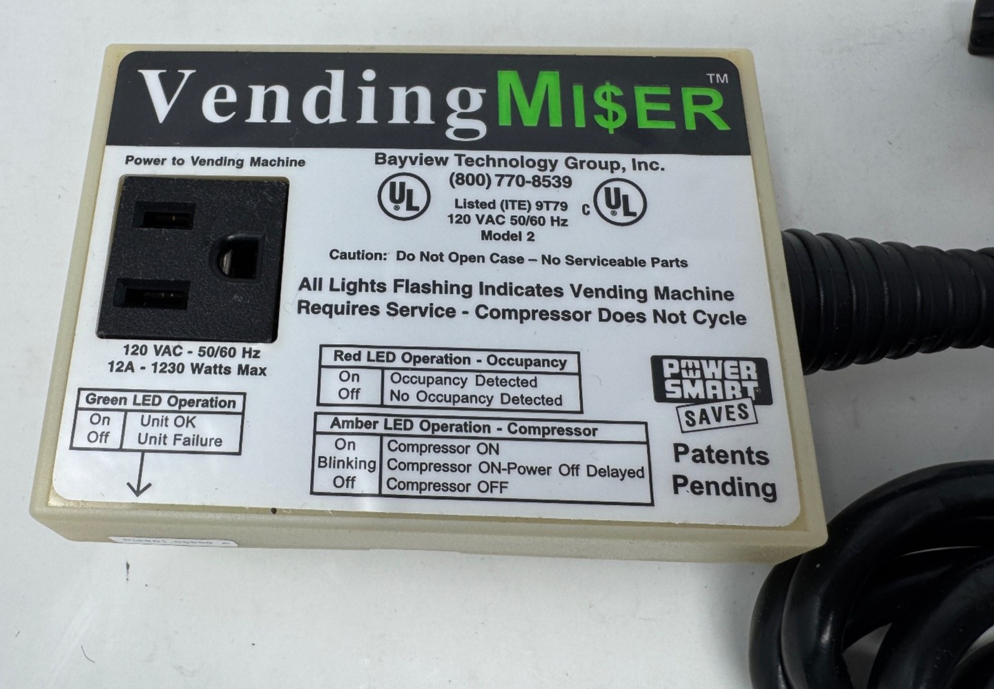 VendingMiser Model 2 PIR Power Money Saver Plug-In Adapter Untested As-Is