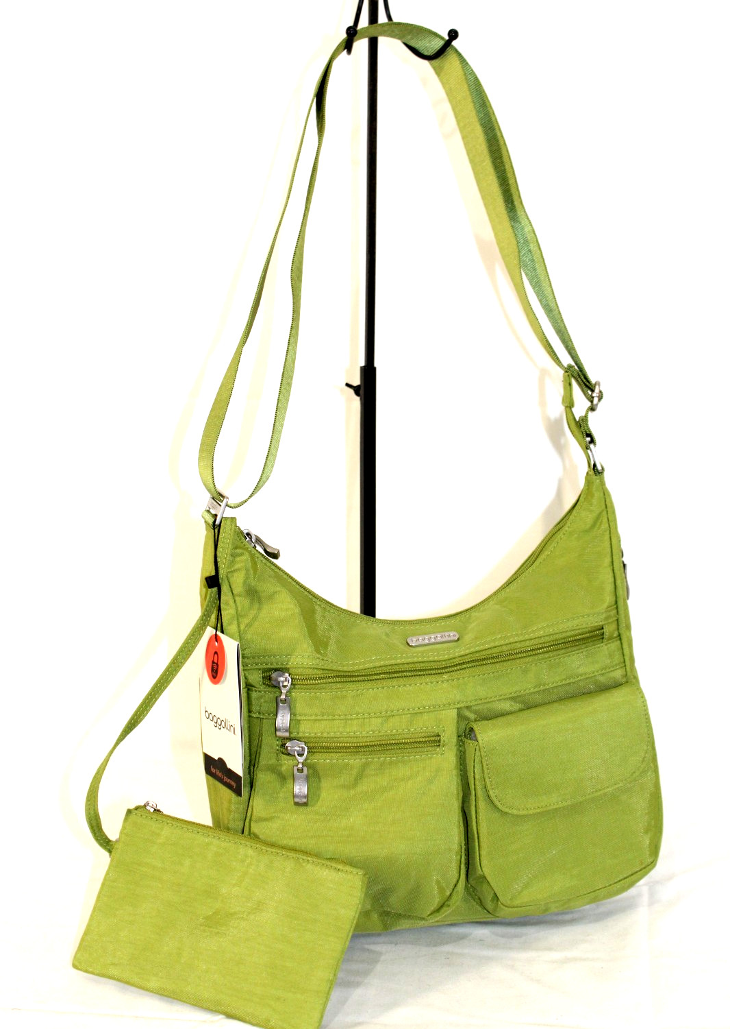 NEW Baggallini Lime Green RFID Everywhere Bagg Crossbody Hobo Bag w/Wristlet