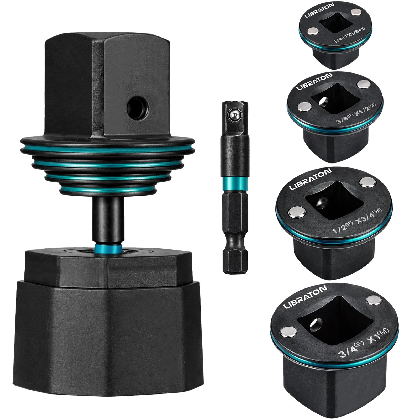 Low Profile Impact Socket Adapter Set, 5pc Magnetic Drive Converter Kit for T...