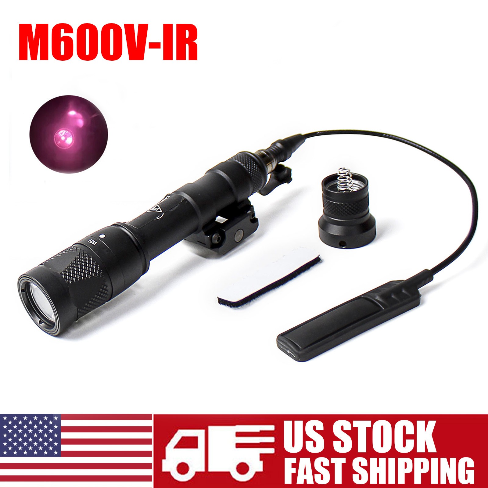 Tactical M600 IR Weapon light LED Flashlight with Pressure Switch M600V-IR US