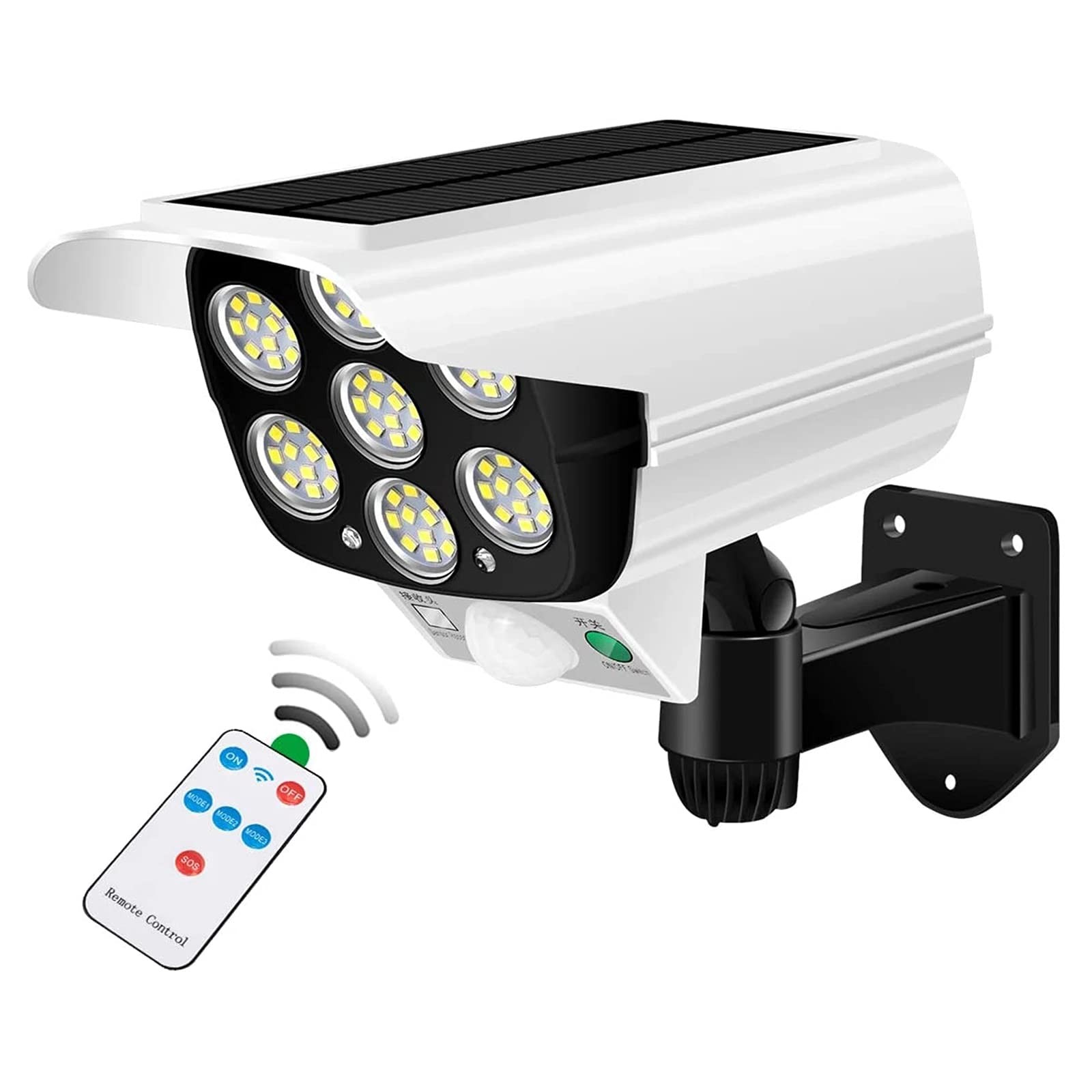 Outdoor Motion Sensor Solar Lights 2000 Lumens 77 LEDs Spotlight With Remote ...