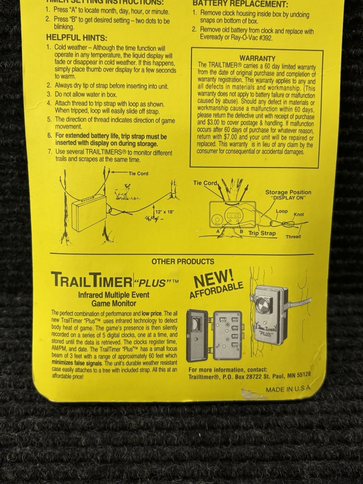 Vintage Trail Timer Game Monitor TT-100 OG Trail Cam Deer Hunting NOS Unopened