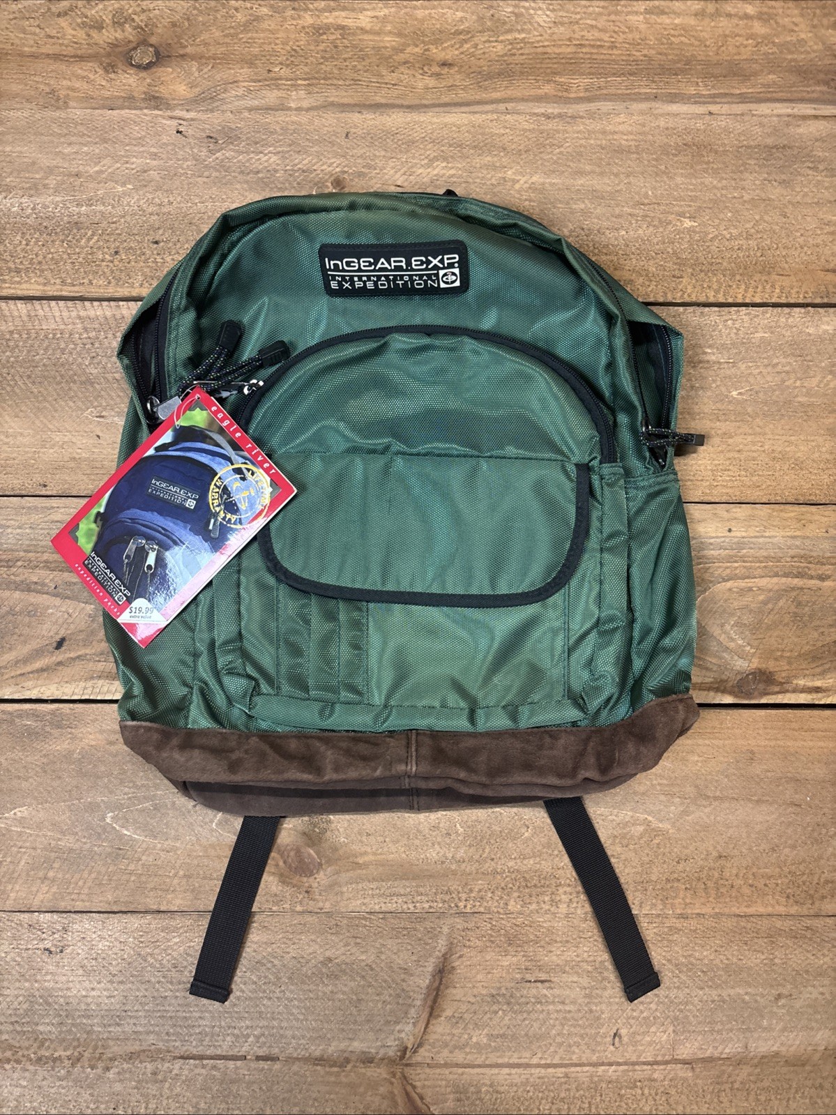 Vintage Green INGEAR.EXP International Expedition  LEATHER-BOTTOM BACKPACK Bag