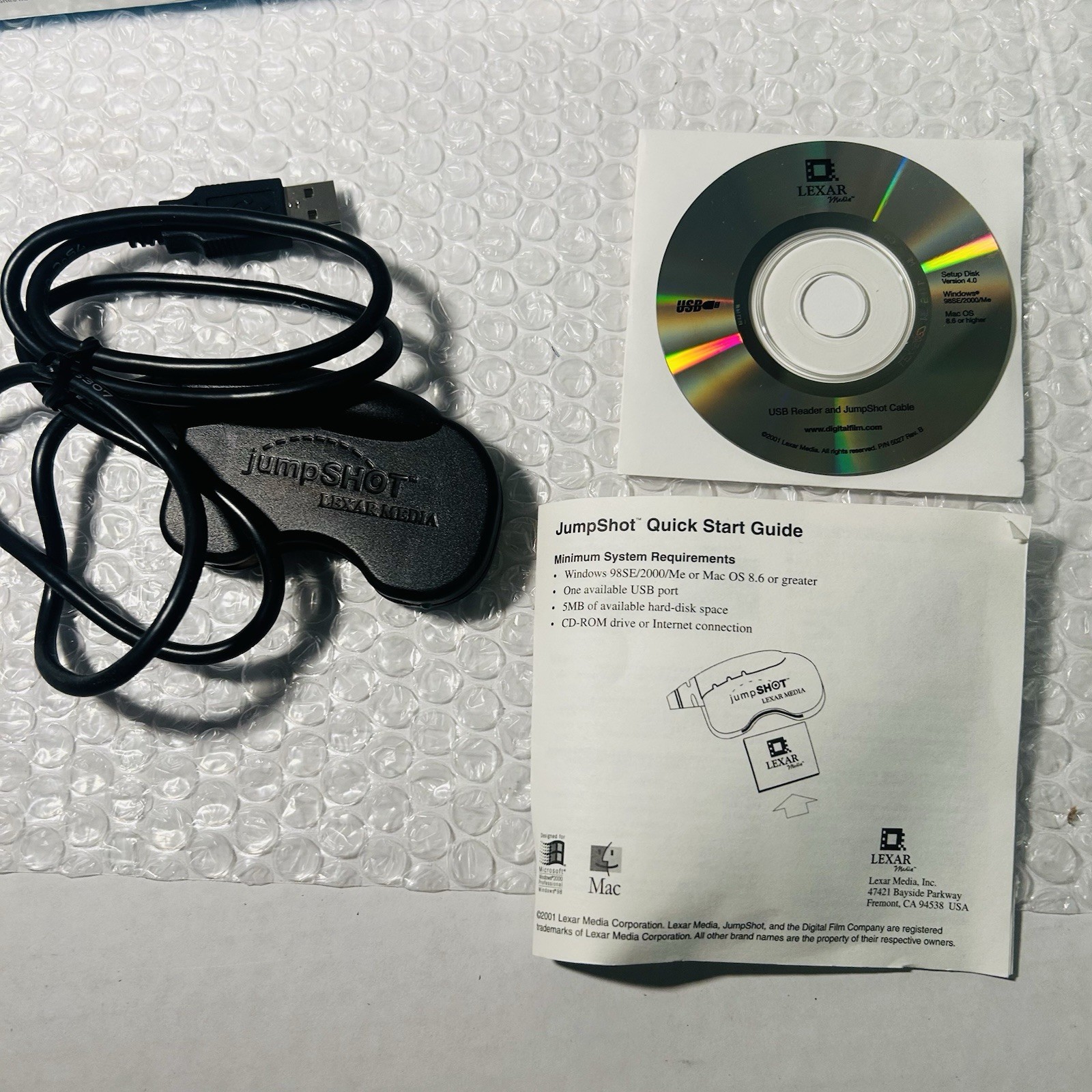Lexar Media JumpShot Compact Flash Card Reader USB  w/ Start Up Disc + Guide