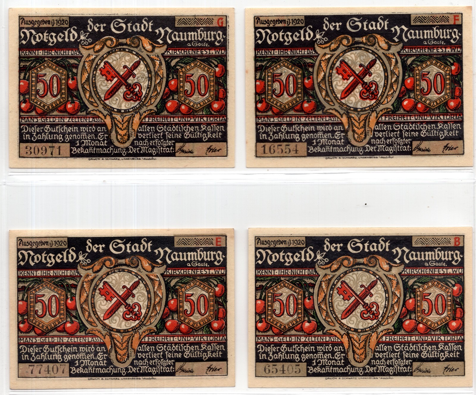 1920 Germany Naumburg Notgeld 10 Note Set (3563)