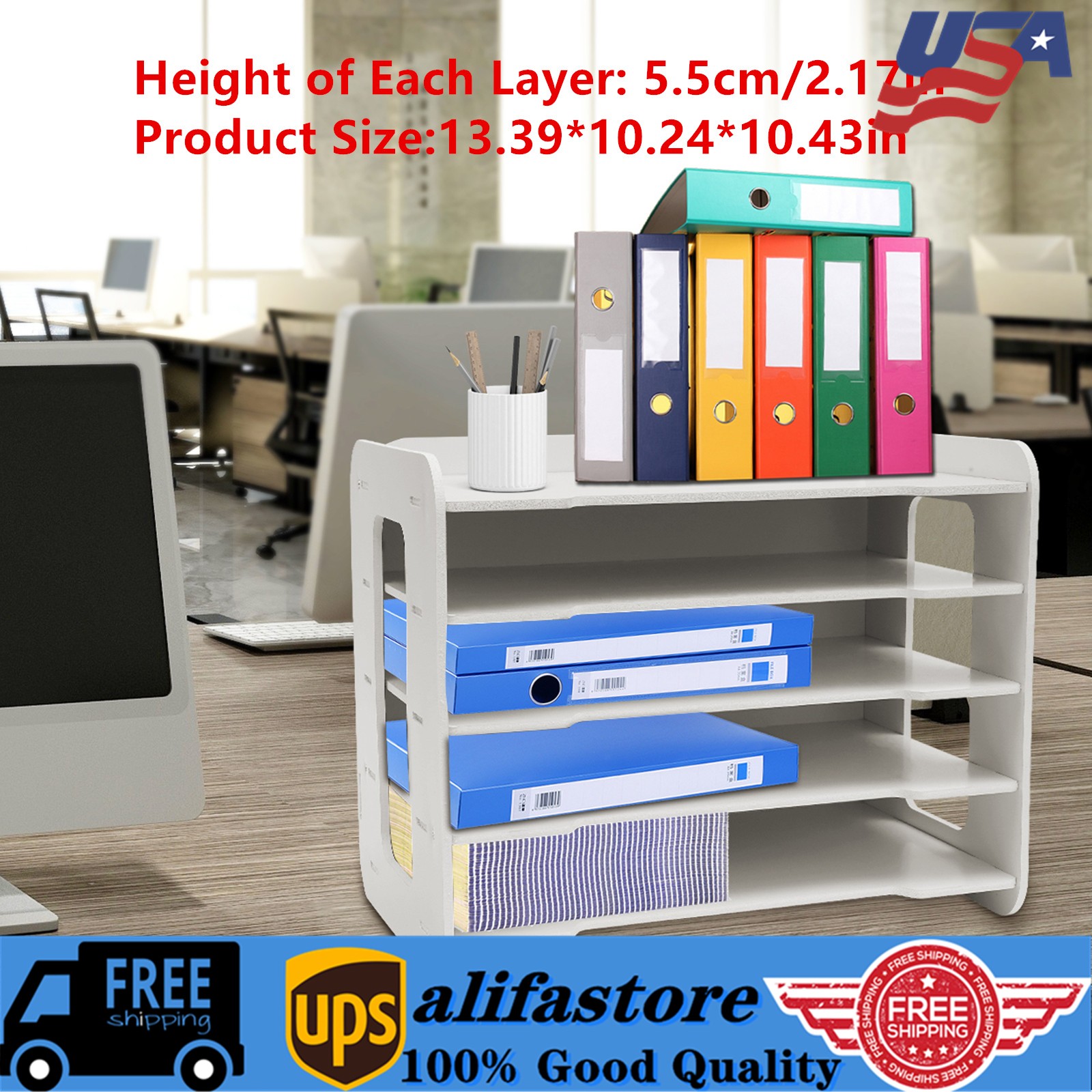 5 Tiers Stackable File Organizer Tray Desk Desktop Paper Document Tray Holder