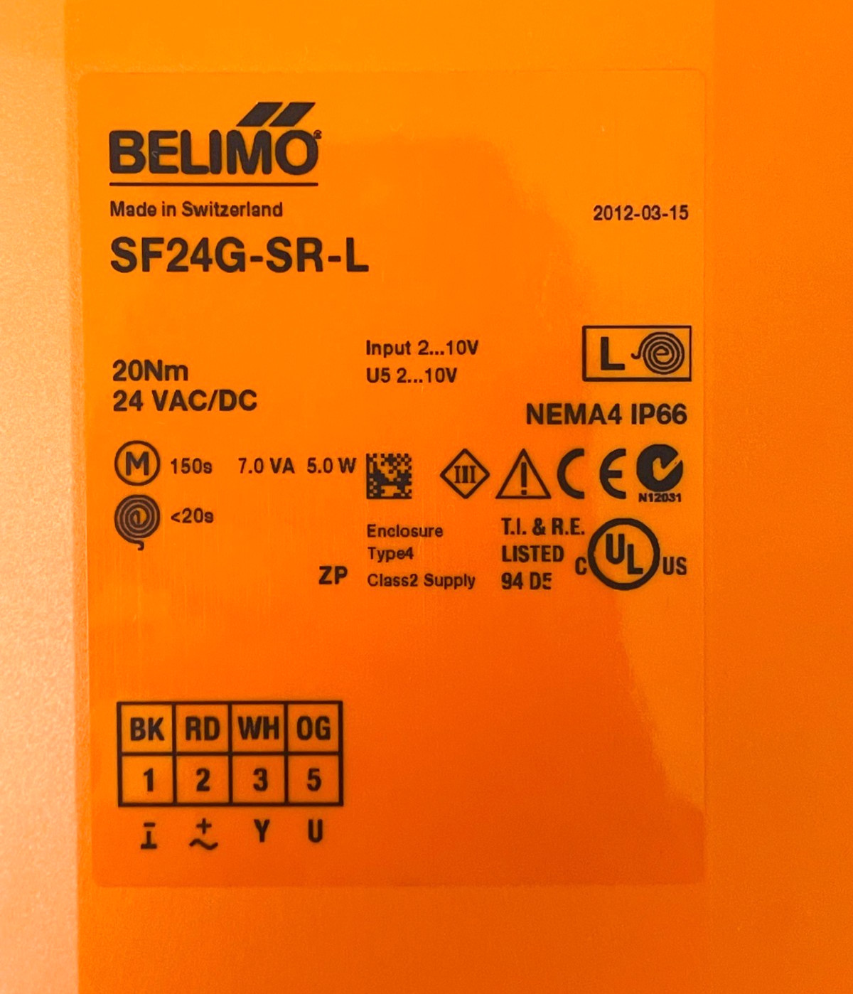 BELIMO SF24G-SR-L Damper Actuator