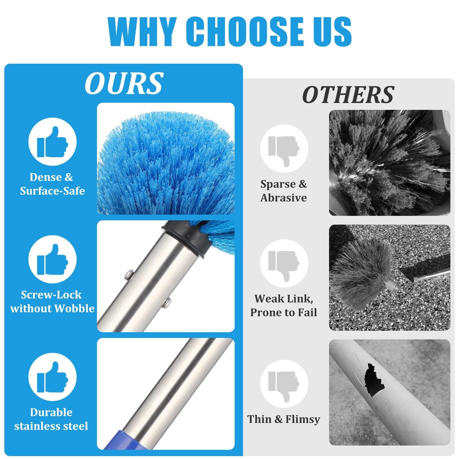 Cobweb Duster with Extension Pole - 10 FT Lightweight Stainless Steel Extenda...