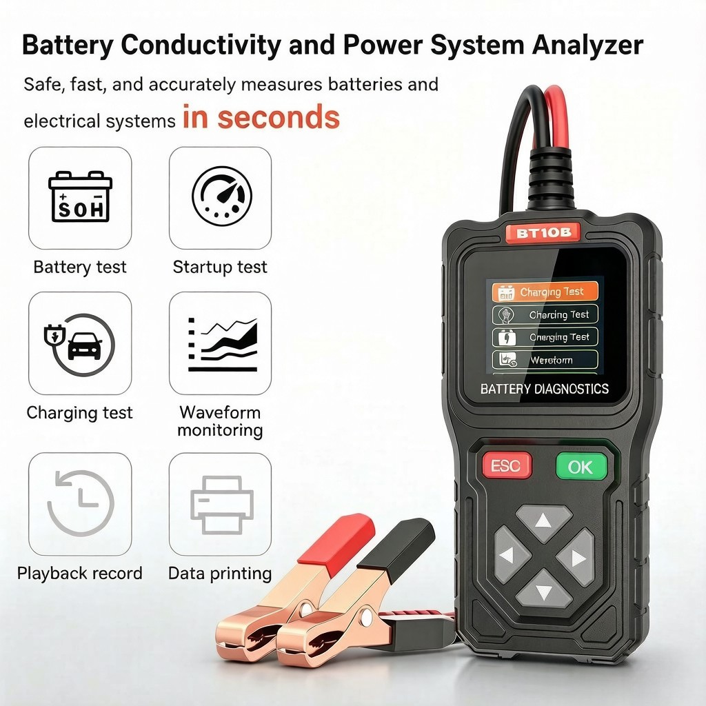 Car Battery Tester Lead-acid AGM GEL EFB Batteries Charging Cranking Analyzer