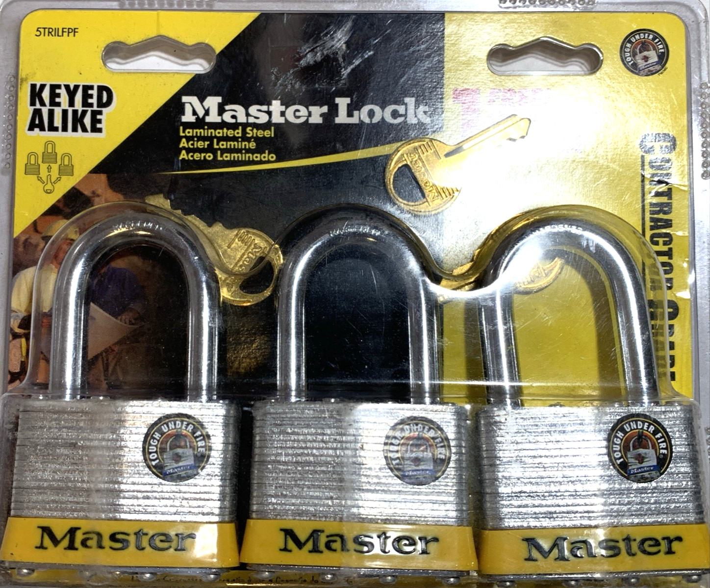 Master Lock 5TRILFPF Outdoor Padlock with Key, 3 Pack Keyed $21 + FREE SHIPPING
